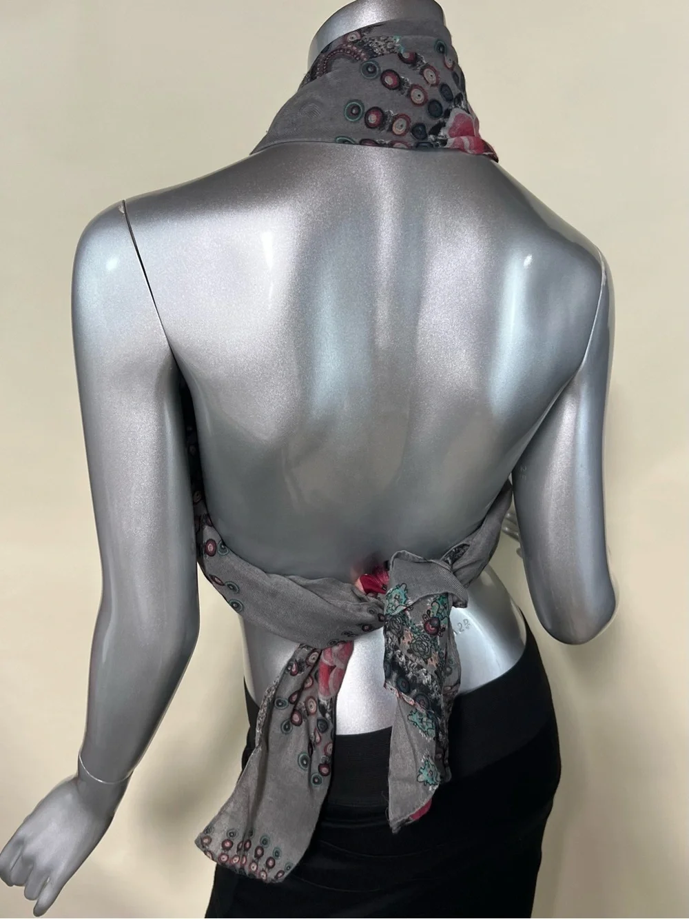 Long Large Scarf Geometric Colorful Boho Floral Print Soft Grey 32”x70”